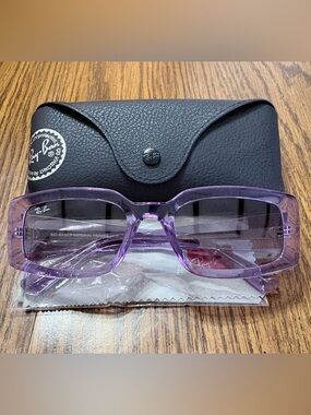 NWOT Ray-Ban Women’s Translucent Purple Rectangle Sunglasses